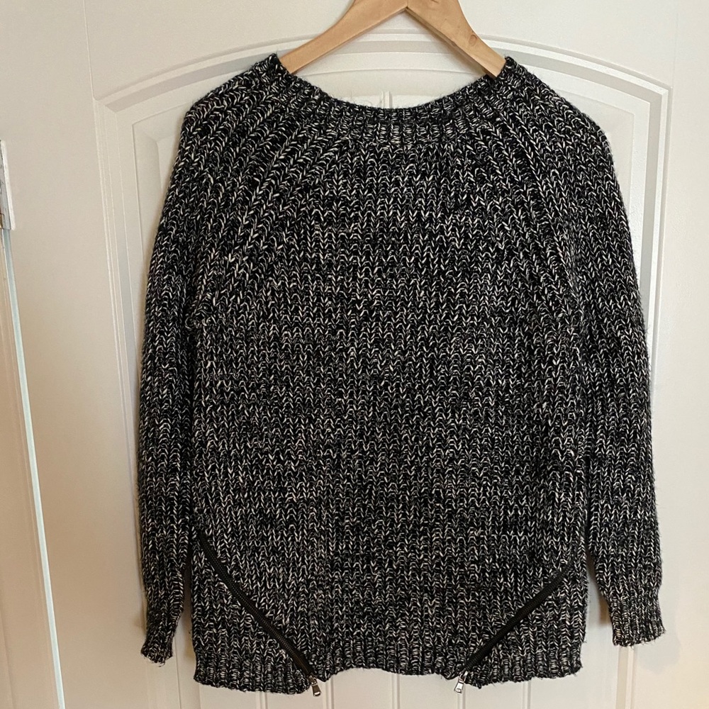 Black and white zipper sweater